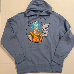 Dragonball Super Mens SZ Large Goku Graphic Hoodie Sweatshirt Blue New